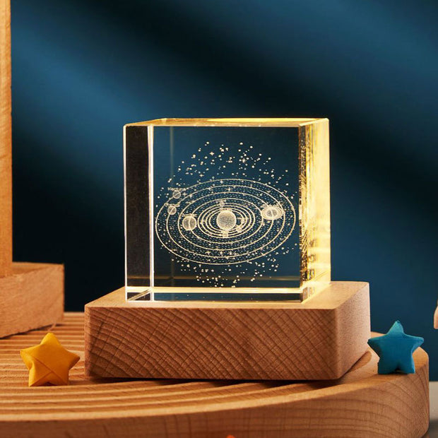 3D Transparent Crystal Cube Desktop Decoration S